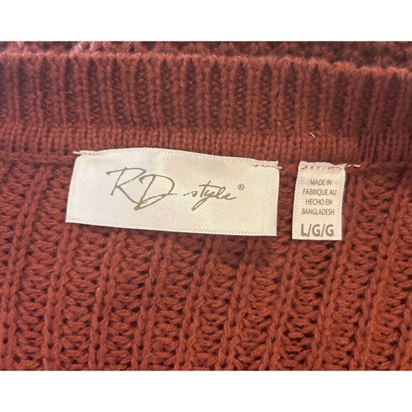 R D Style Women's Josslyn V Neck Sweater Rust Size Large NWT - Picture 7 of 9